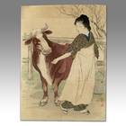 Girl and Dairy Cow