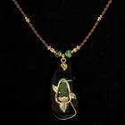 Necklace with Buddha Pendant and Ostrich Pouch