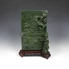 Figural Plaque depicting Scholar Holding a Proclamation in Front of Two Dragons, Clouds and Wall